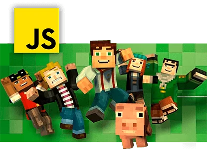 Банер курса Minecraft: программирование на JavaScript