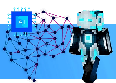 Банер курса Minecraft: введение в искусственный интеллект