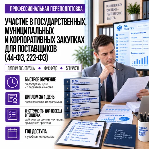Участие в государственных, муниципальных и корпоративных закупках для поставщиков (44-ФЗ, 223-ФЗ)