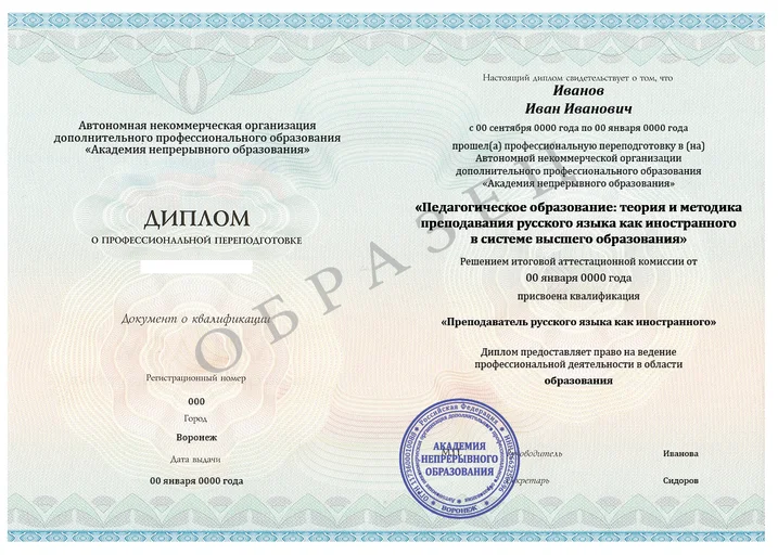 Преподаватель русского языка как иностранного (РКИ) в системе высшего образования