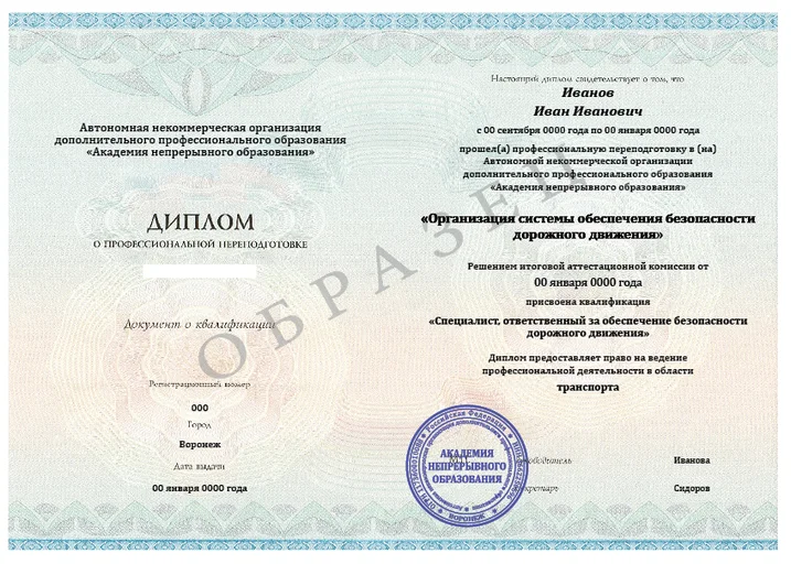 Специалист, ответственный за обеспечение безопасности дорожного движения