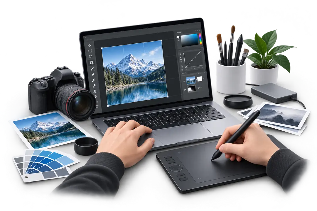 Иллюстрация обучения по теме «Adobe Photoshop»