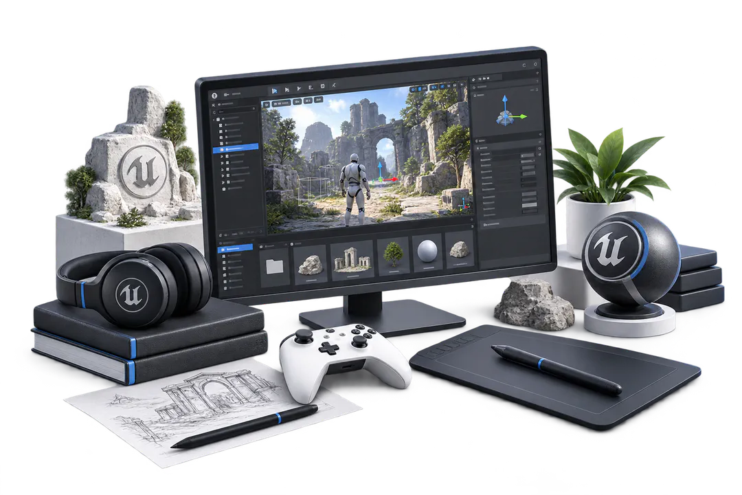 Иллюстрация обучения по теме «Разработка игр на Unreal Engine»