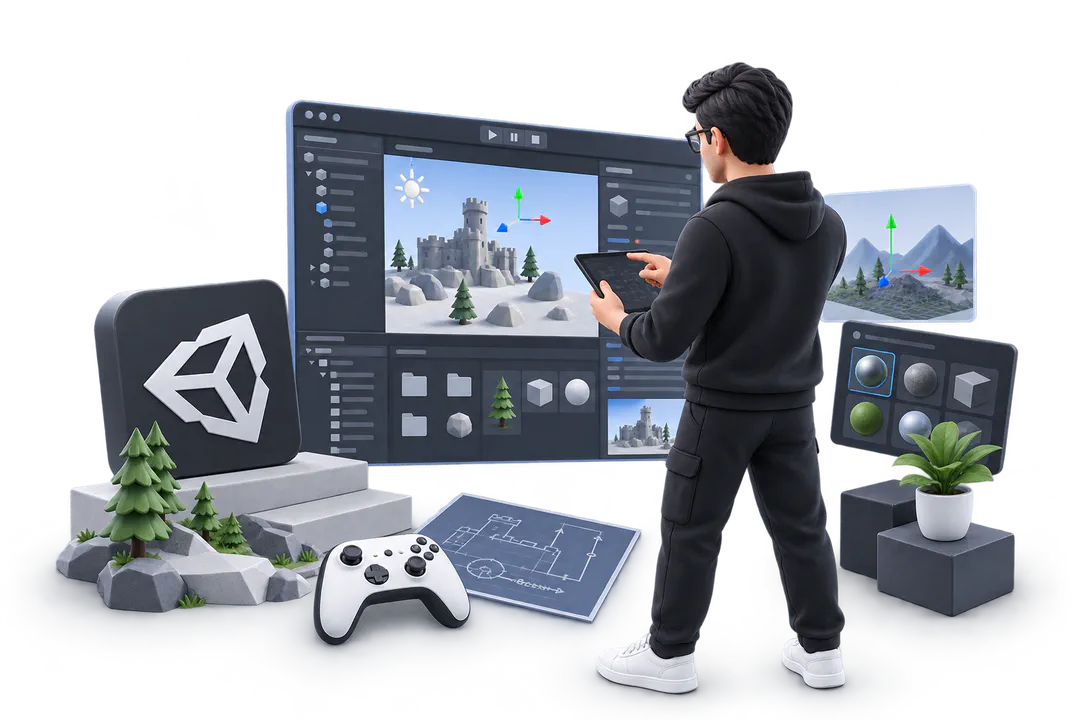 Иллюстрация обучения по теме «Разработка игр на Unity»