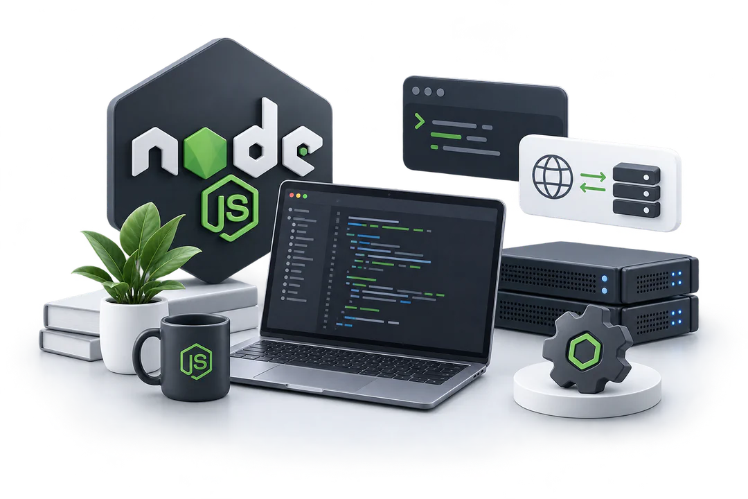 Иллюстрация обучения по теме «Node.js»