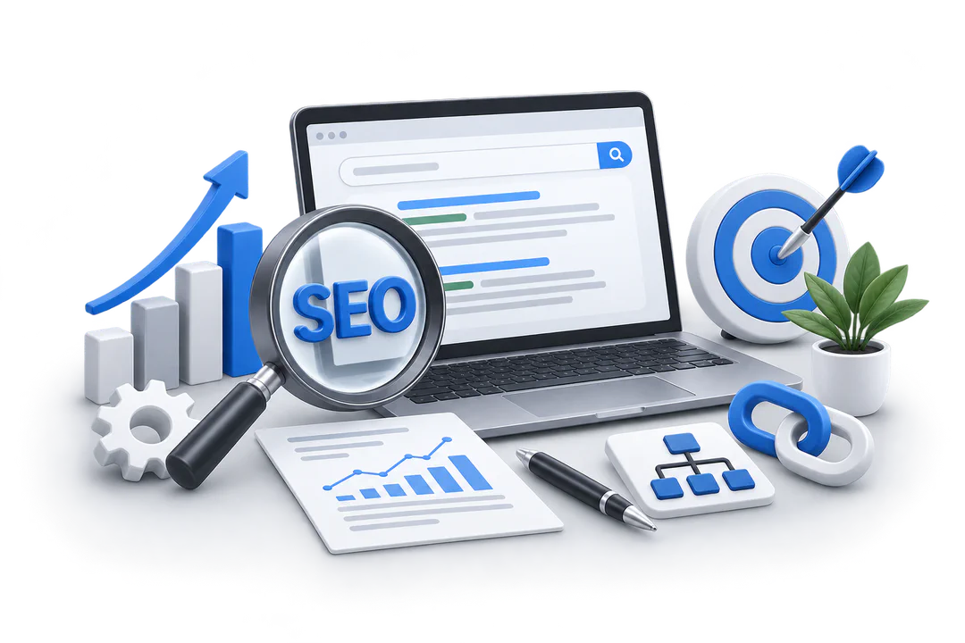 Иллюстрация обучения по теме «SEO»