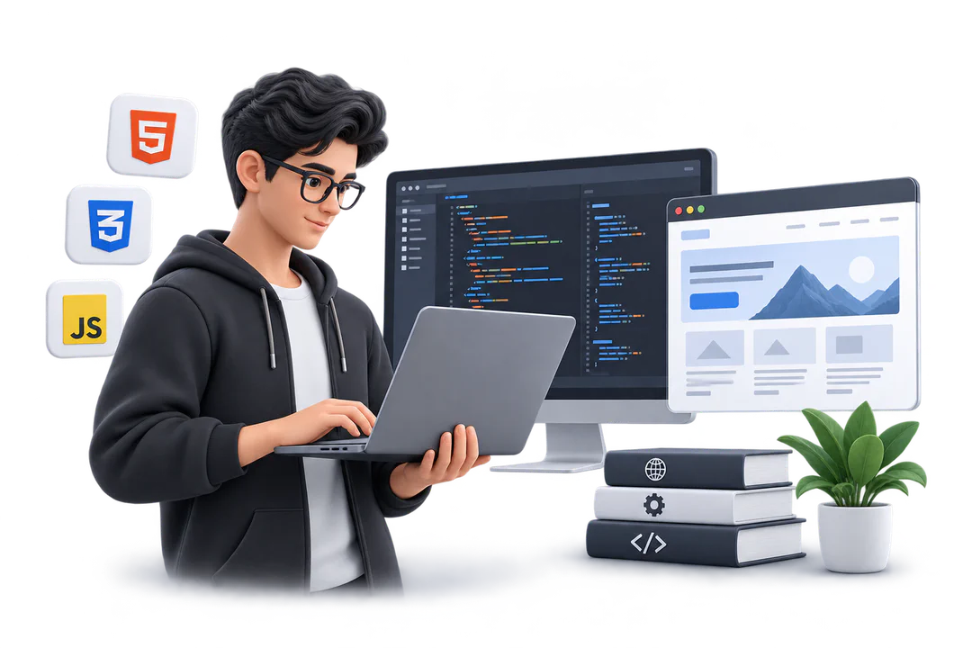 Иллюстрация обучения по теме «Web-разработка»