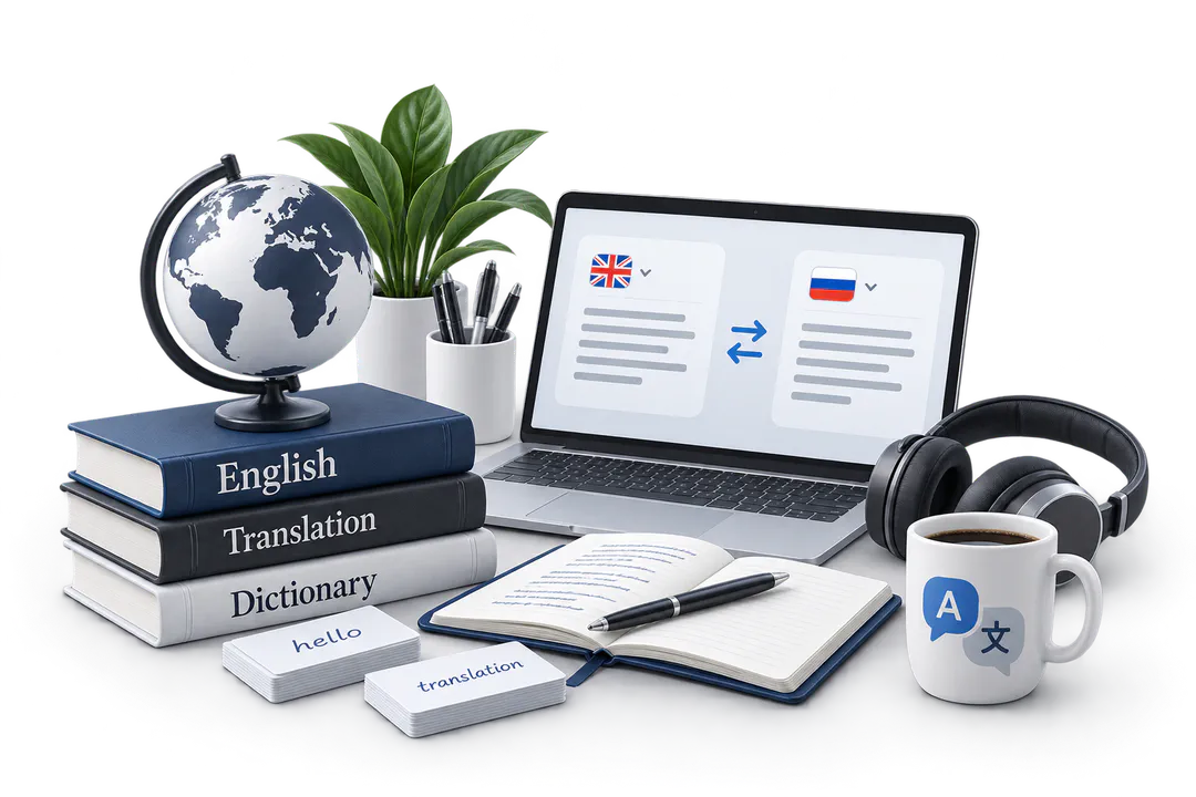 Иллюстрация обучения по теме «Переводчик с английского языка»