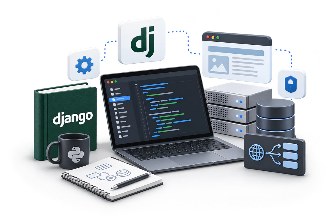 Иллюстрация обучения по теме «Django»