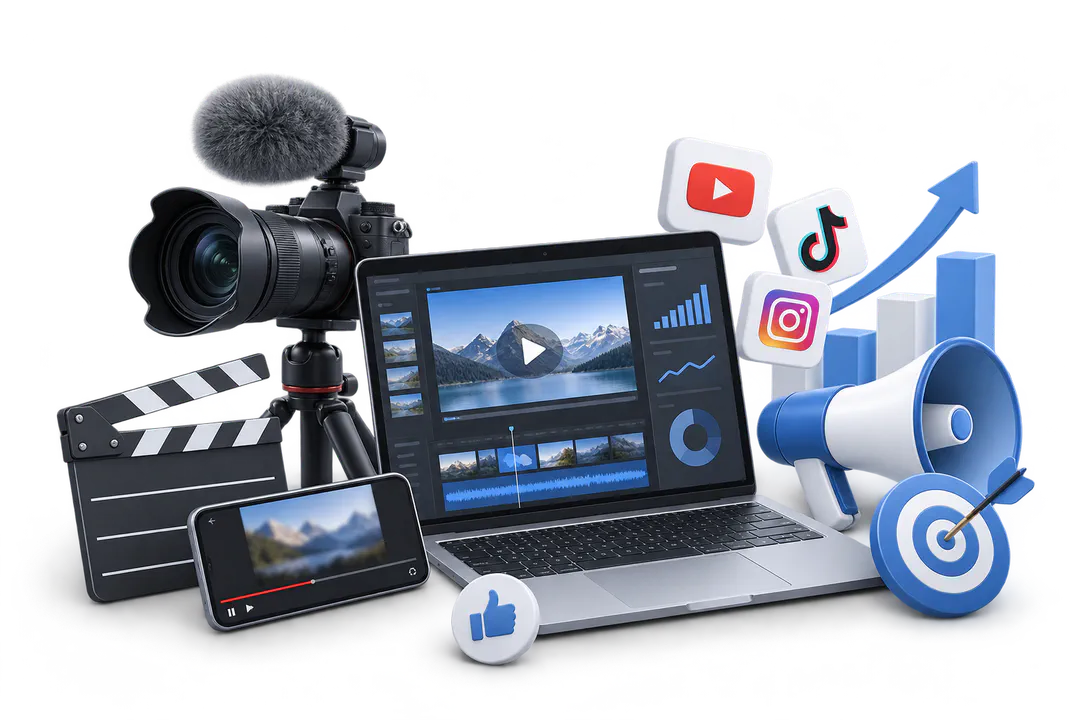 Иллюстрация обучения по теме «Продвижение видео»