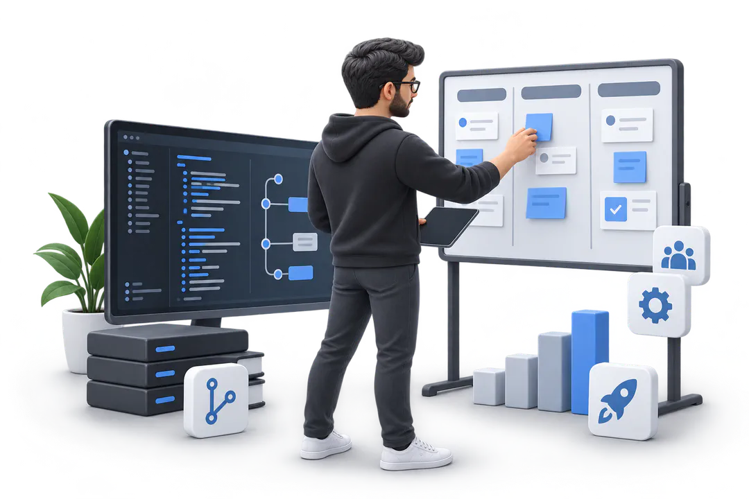 Иллюстрация обучения по теме «Управление разработкой в IT»