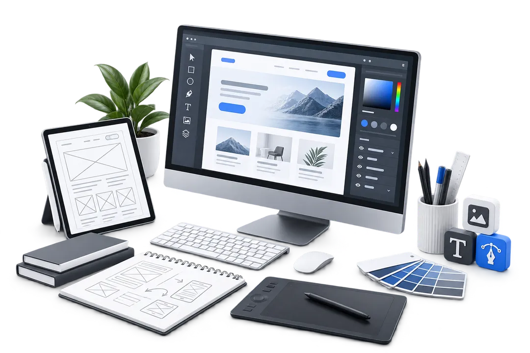 Иллюстрация обучения по теме «Web-дизайн»