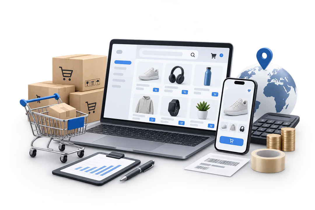 Иллюстрация обучения по теме «E-commerce»