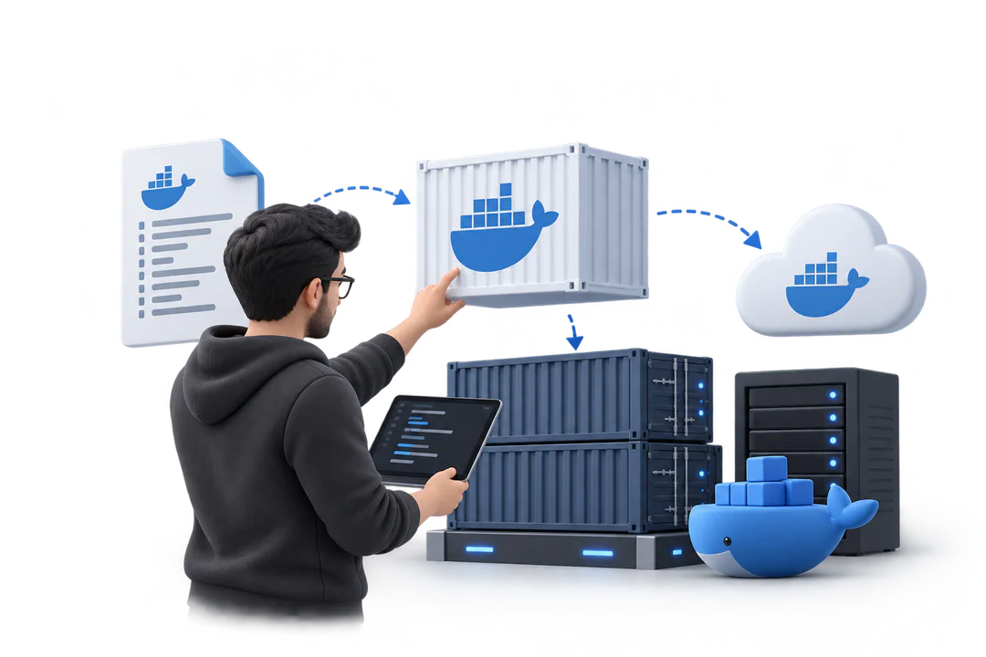 Иллюстрация обучения по теме «Docker»