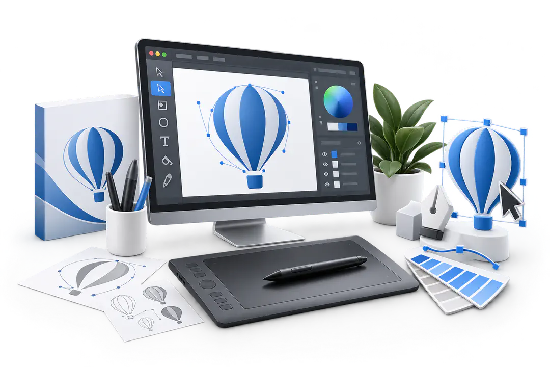 Иллюстрация обучения по теме «CorelDraw»