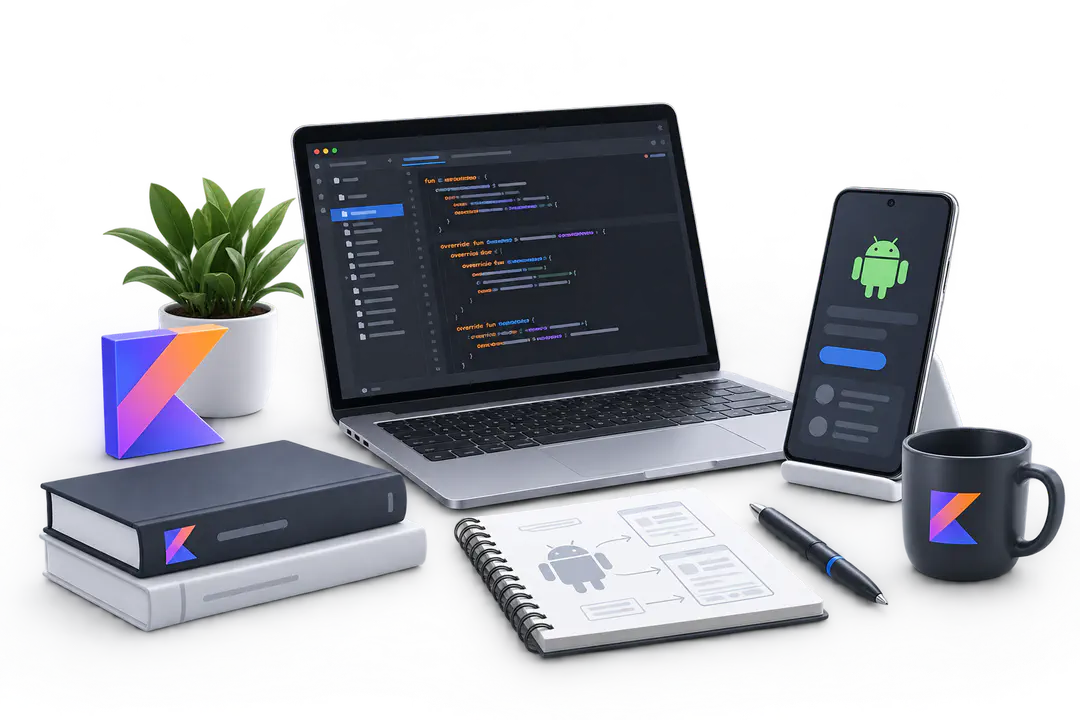 Иллюстрация обучения по теме «Разработка на Kotlin»