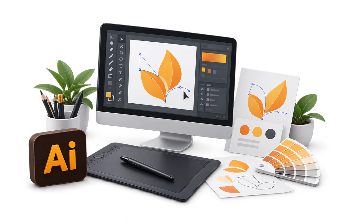 Иллюстрация обучения по теме «Adobe Illustrator»